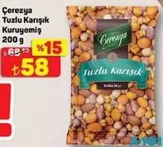 ÇEREZYA TUZLU KARIŞIK KURUYEMİŞ 200 G
